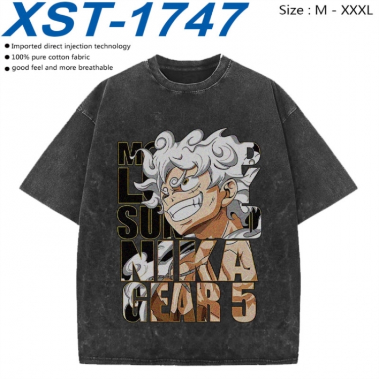 One Piece Cotton direct spray color print washed denim T-shirt 250g from M to 3XL  XST-1747