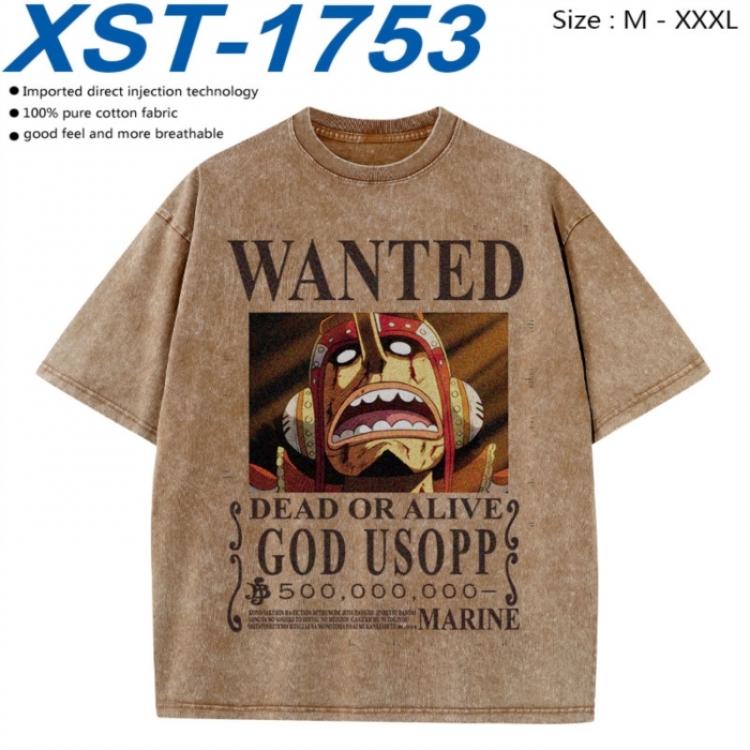 One Piece Cotton direct spray color print washed denim T-shirt 250g from M to 3XL  XST-1753