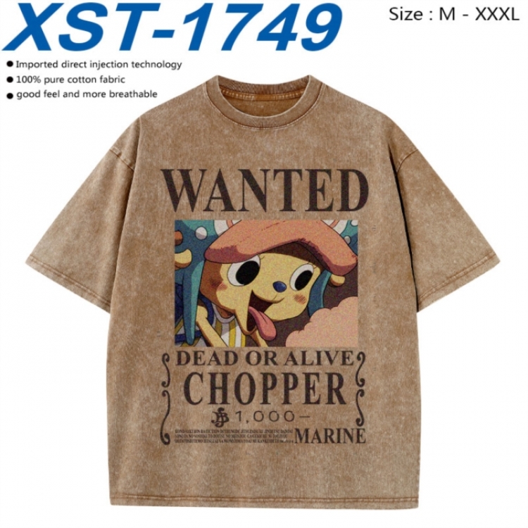 One Piece Cotton direct spray color print washed denim T-shirt 250g from M to 3XL XST-1749