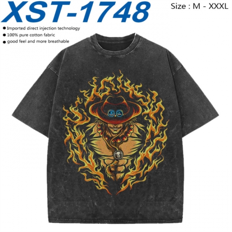 One Piece Cotton direct spray color print washed denim T-shirt 250g from M to 3XL  XST-1748