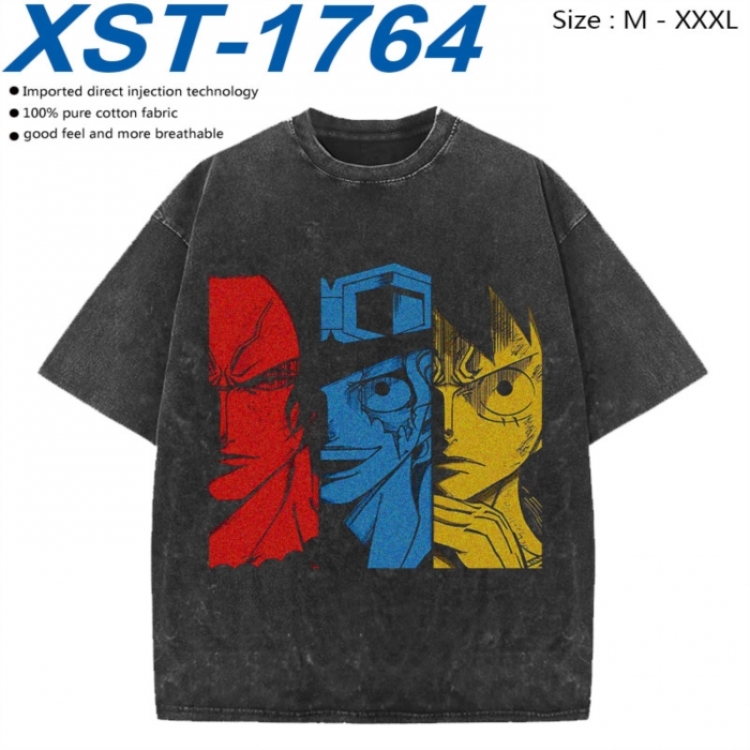 One Piece Cotton direct spray color print washed denim T-shirt 250g from M to 3XL  XST-1764