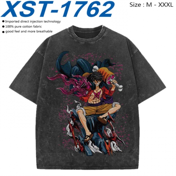 One Piece Cotton direct spray color print washed denim T-shirt 250g from M to 3XL  XST-1762