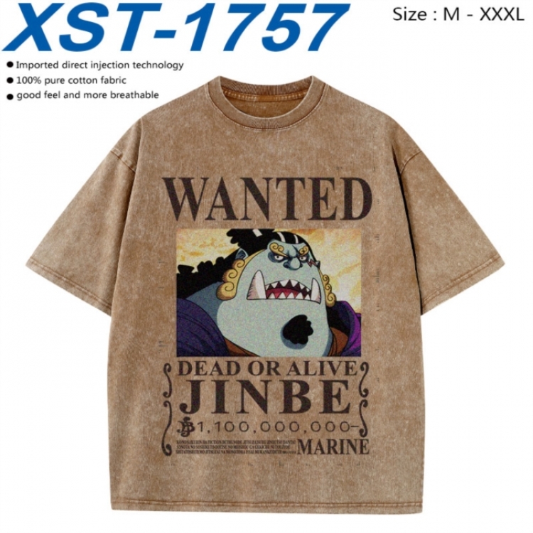 One Piece Cotton direct spray color print washed denim T-shirt 250g from M to 3XL  XST-1757
