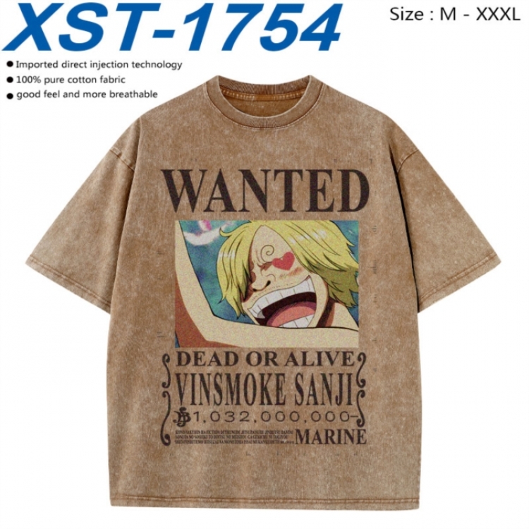 One Piece Cotton direct spray color print washed denim T-shirt 250g from M to 3XL  XST-1754