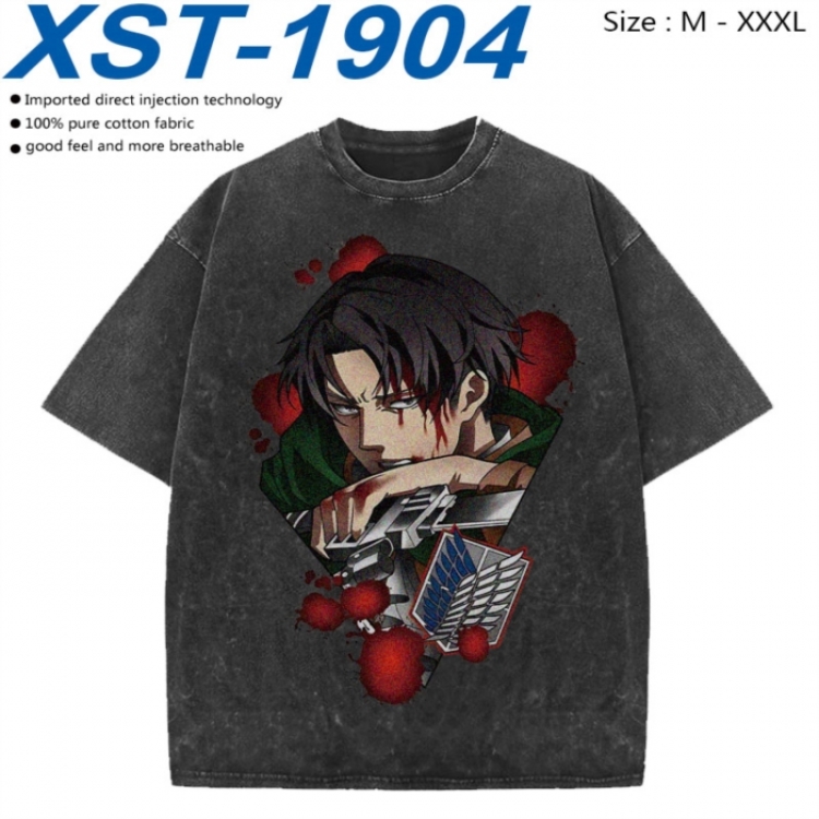 Shingeki no Kyojin Cotton direct spray color print washed denim T-shirt 250g from M to 3XL  XST-1904