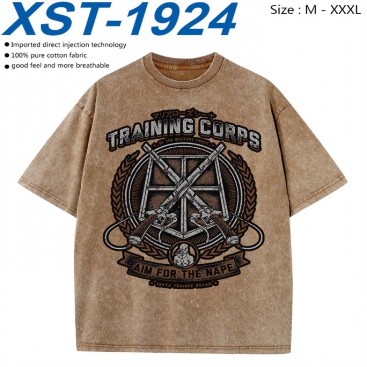 Shingeki no Kyojin Cotton direct spray color print washed denim T-shirt 250g from M to 3XL  XST-1924