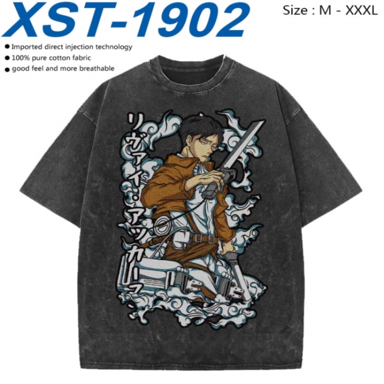 Shingeki no Kyojin Cotton direct spray color print washed denim T-shirt 250g from M to 3XL XST-1902