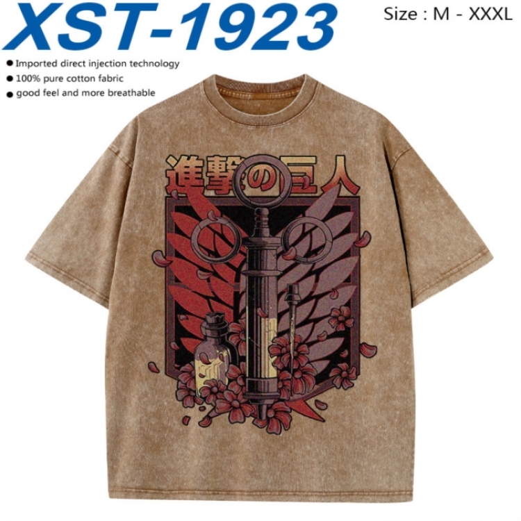 Shingeki no Kyojin Cotton direct spray color print washed denim T-shirt 250g from M to 3XL  XST-1923
