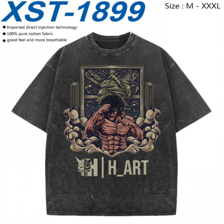 Shingeki no Kyojin Cotton direct spray color print washed denim T-shirt 250g from M to 3XL XST-1899