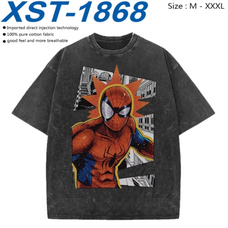 Marvel Cotton direct spray color print washed denim T-shirt 250g from M to 3XL  XST-1868