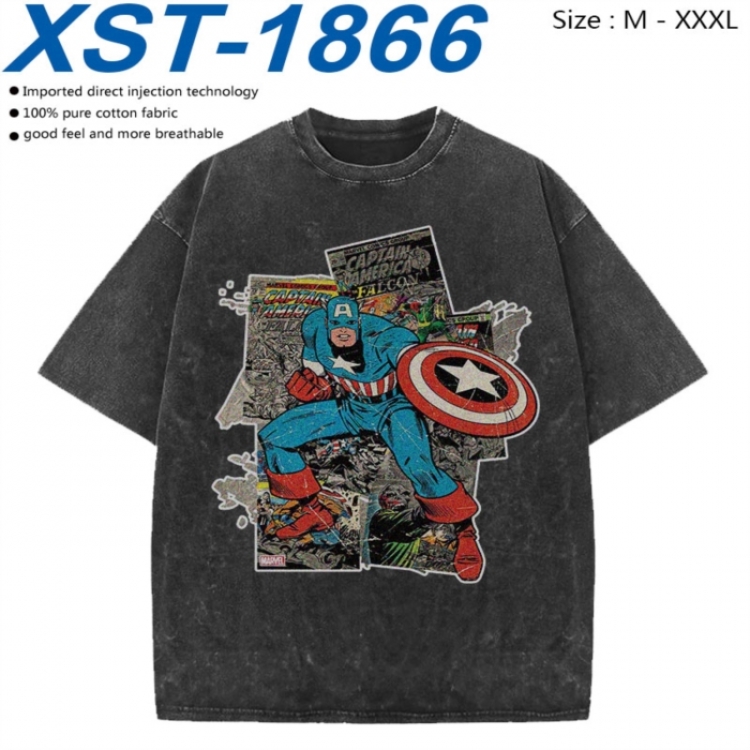Marvel Cotton direct spray color print washed denim T-shirt 250g from M to 3XL XST-1866