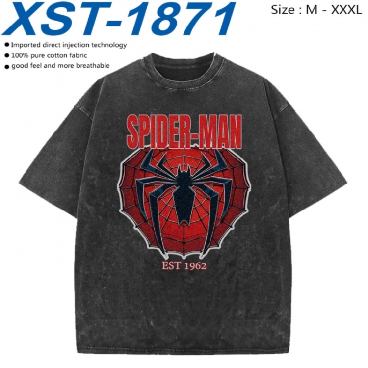 Marvel Cotton direct spray color print washed denim T-shirt 250g from M to 3XL  XST-1871