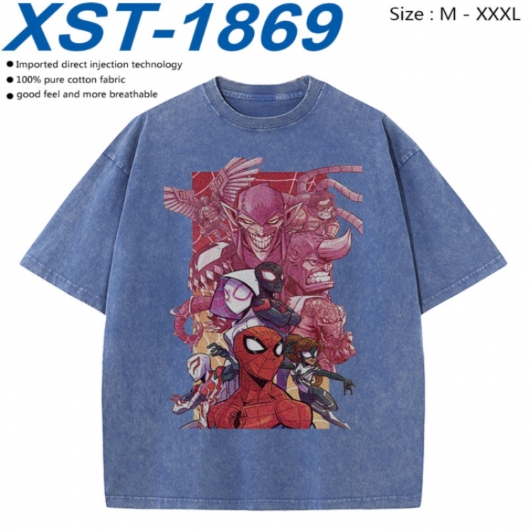Marvel Cotton direct spray color print washed denim T-shirt 250g from M to 3XL  XST-1869