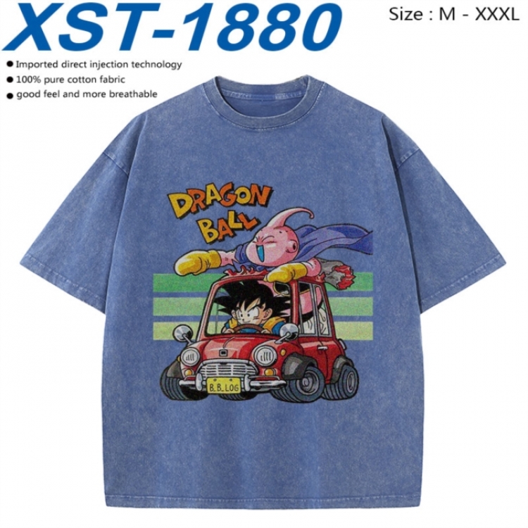 DRAGON BALL Cotton direct spray color print washed denim T-shirt 250g from M to 3XL  XST-1880