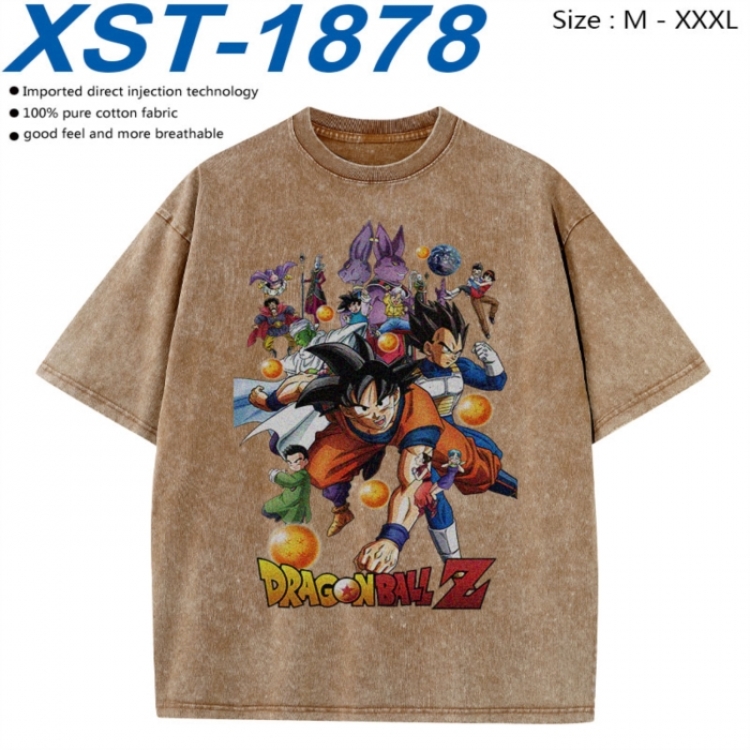 DRAGON BALL Cotton direct spray color print washed denim T-shirt 250g from M to 3XL  XST-1878