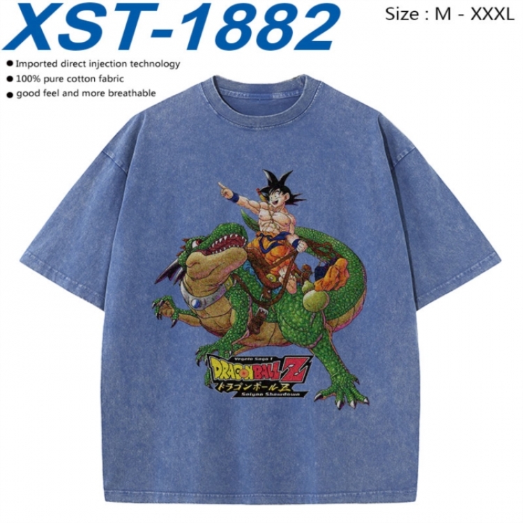 DRAGON BALL Cotton direct spray color print washed denim T-shirt 250g from M to 3XL XST-1882
