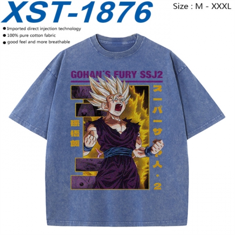 DRAGON BALL Cotton direct spray color print washed denim T-shirt 250g from M to 3XL  XST-1876