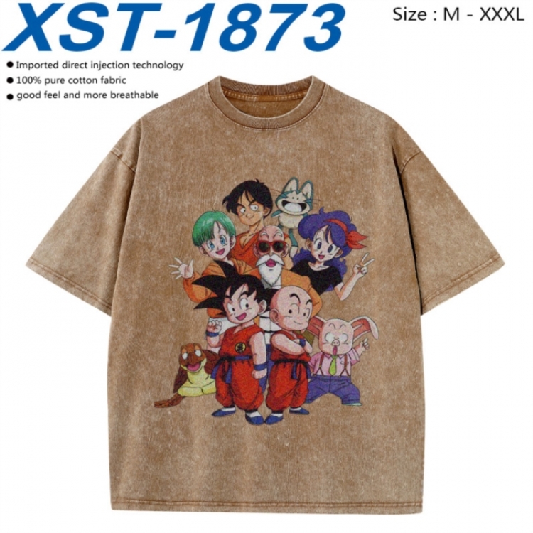 DRAGON BALL Cotton direct spray color print washed denim T-shirt 250g from M to 3XL XST-1873