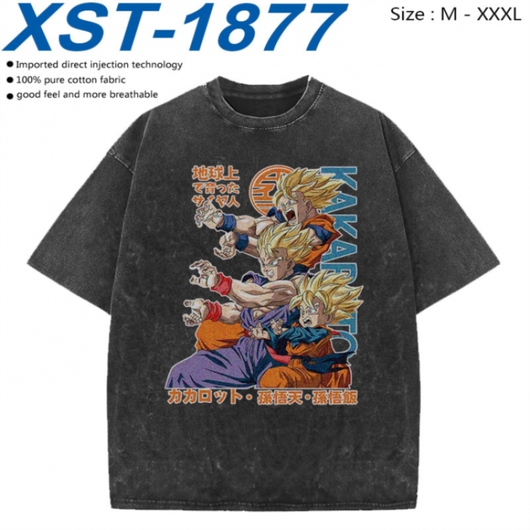 DRAGON BALL Cotton direct spray color print washed denim T-shirt 250g from M to 3XL XST-1877
