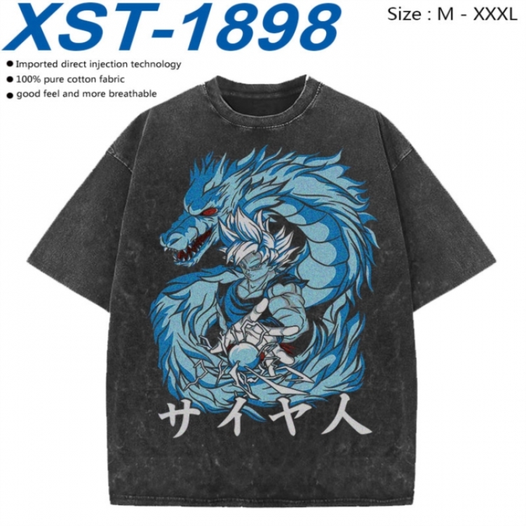 DRAGON BALL Cotton direct spray color print washed denim T-shirt 250g from M to 3XL XST-1898