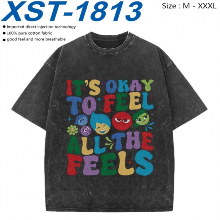 Inside Out Cotton direct spray color print washed denim T-shirt 250g from M to 3XL XST-1813