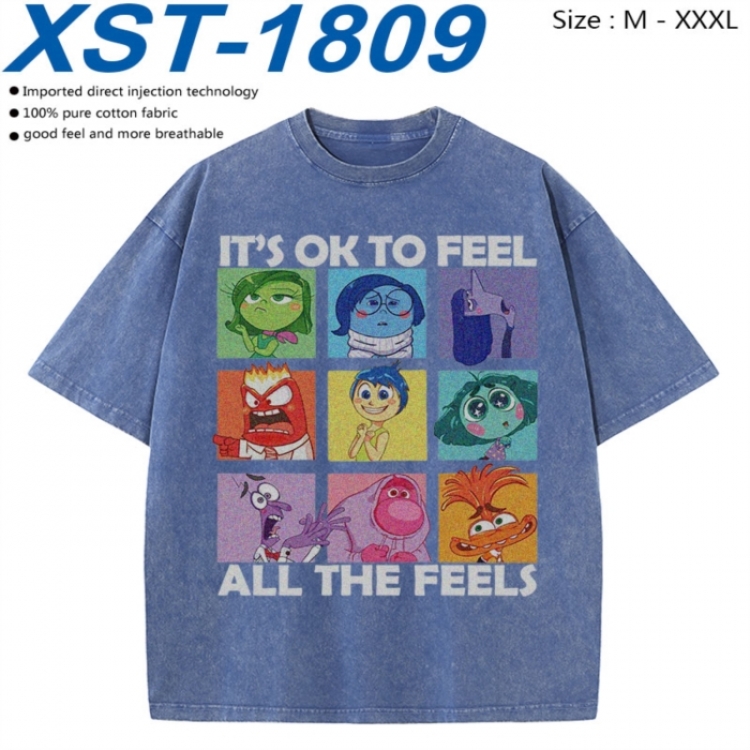 Inside Out Cotton direct spray color print washed denim T-shirt 250g from M to 3XL  XST-1809