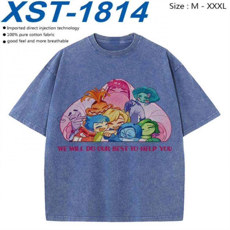 Inside Out Cotton direct spray color print washed denim T-shirt 250g from M to 3XL  XST-1814