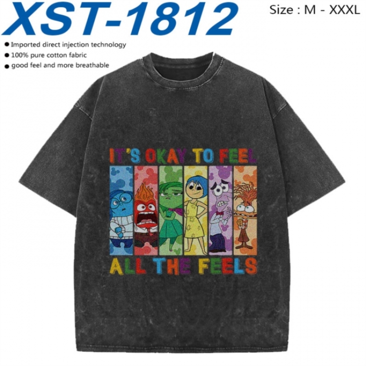 Inside Out Cotton direct spray color print washed denim T-shirt 250g from M to 3XL XST-1812