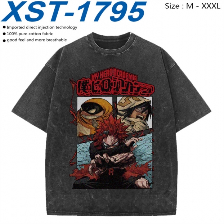 My Hero Academia Cotton direct spray color print washed denim T-shirt 250g from M to 3XL  XST-1795