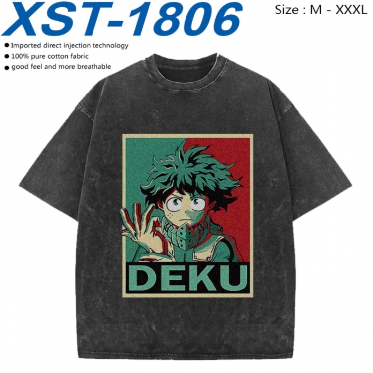 My Hero Academia Cotton direct spray color print washed denim T-shirt 250g from M to 3XL  XST-1806
