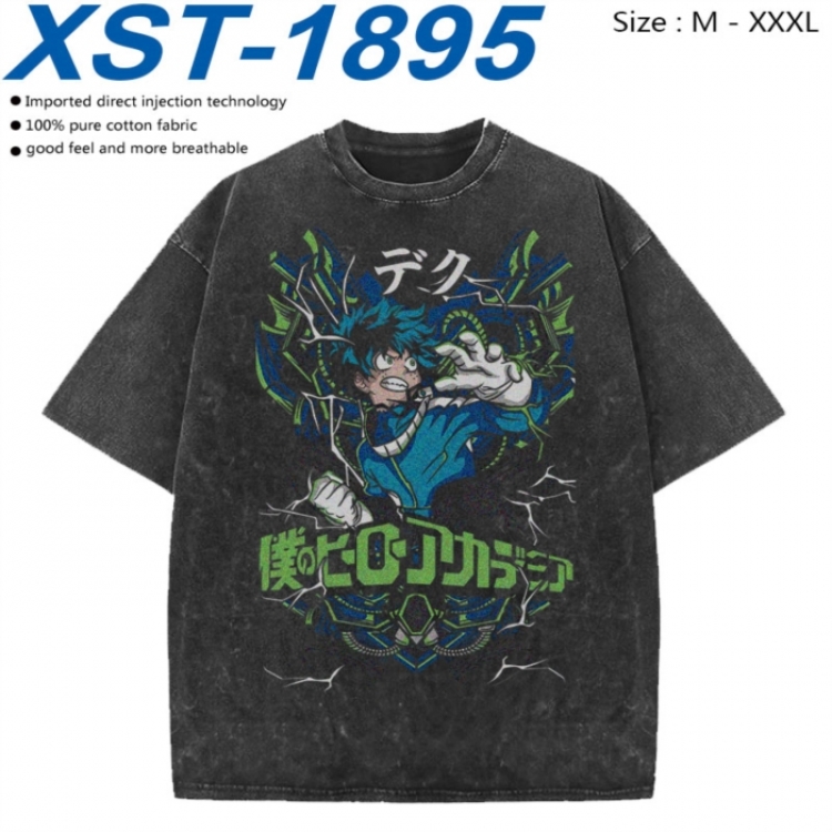 My Hero Academia Cotton direct spray color print washed denim T-shirt 250g from M to 3XL XST-1895