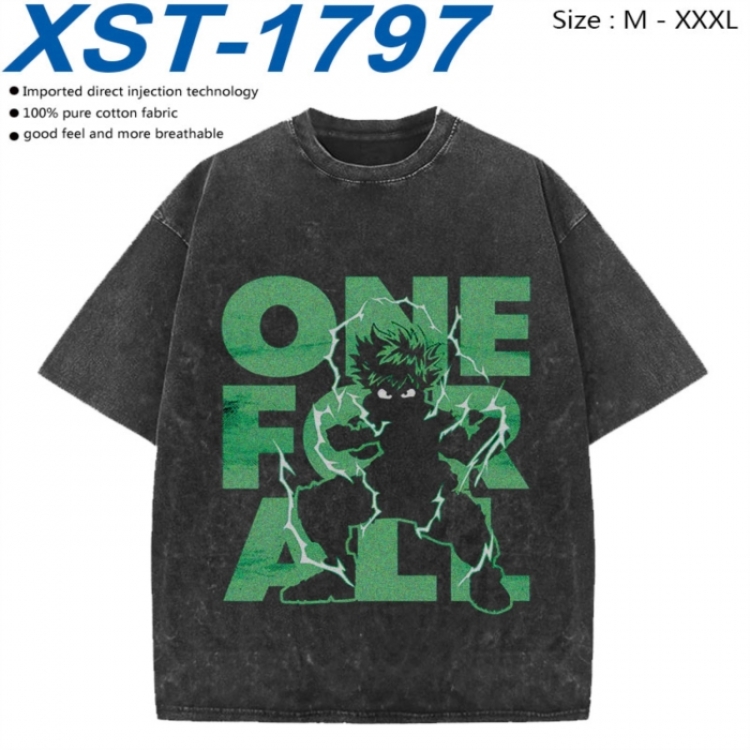 My Hero Academia Cotton direct spray color print washed denim T-shirt 250g from M to 3XL XST-1797