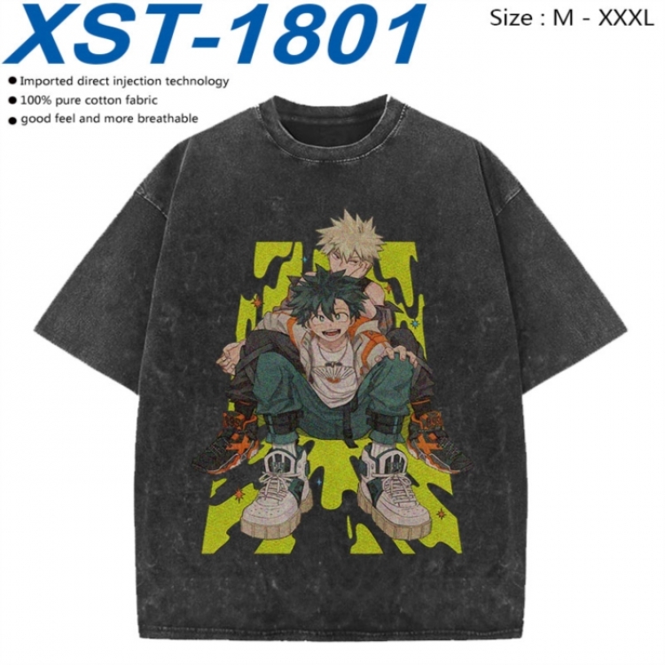 My Hero Academia Cotton direct spray color print washed denim T-shirt 250g from M to 3XL  XST-1801