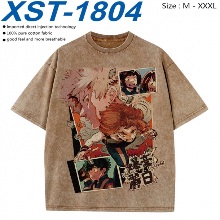 My Hero Academia Cotton direct spray color print washed denim T-shirt 250g from M to 3XL  XST-1804
