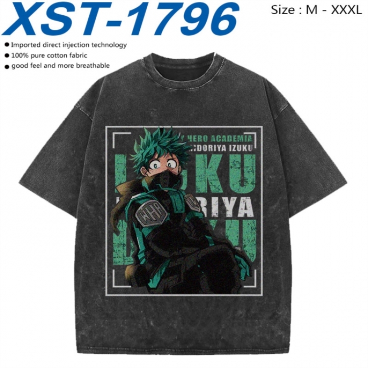 My Hero Academia Cotton direct spray color print washed denim T-shirt 250g from M to 3XL XST-1796
