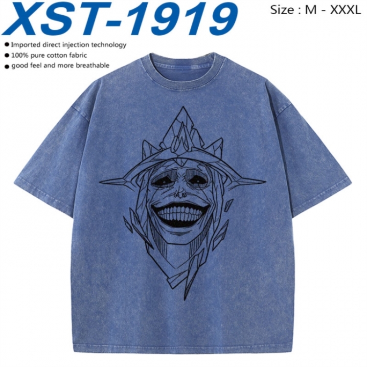 Solo Leveling:Arise Cotton direct spray color print washed denim T-shirt 250g from M to 3XL  XST-1919