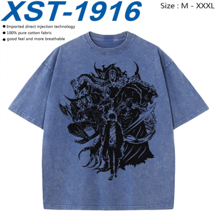 Solo Leveling:Arise Cotton direct spray color print washed denim T-shirt 250g from M to 3XL XST-1916