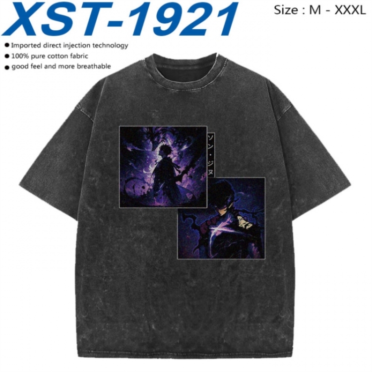 Solo Leveling:Arise Cotton direct spray color print washed denim T-shirt 250g from M to 3XL XST-1921