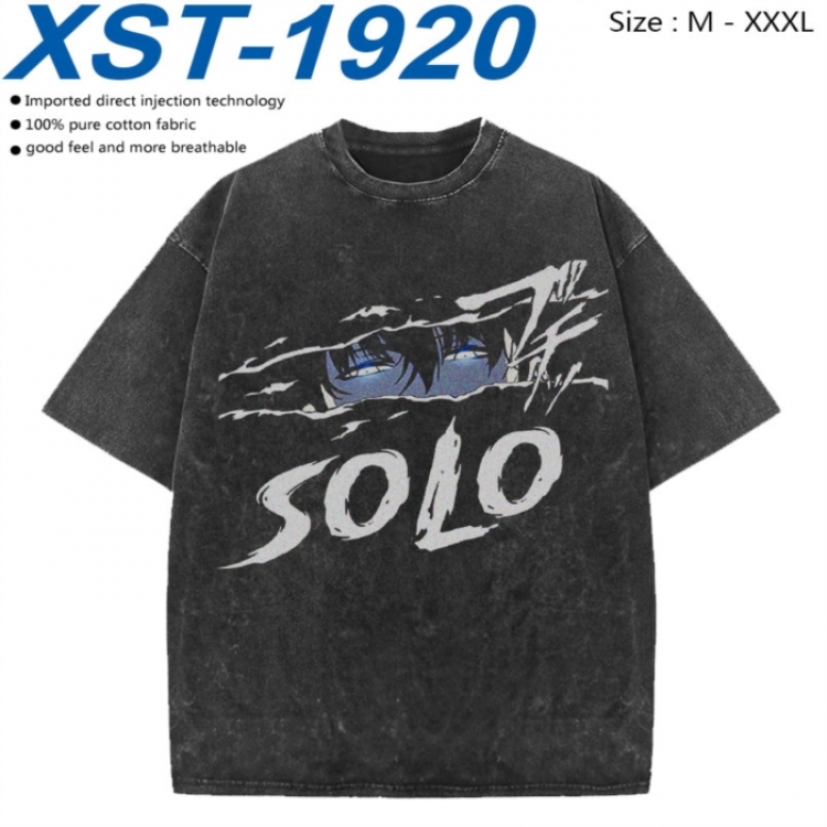 Solo Leveling:Arise Cotton direct spray color print washed denim T-shirt 250g from M to 3XL  XST-1920