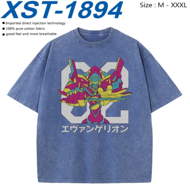 EVA Cotton direct spray color print washed denim T-shirt 250g from M to 3XL