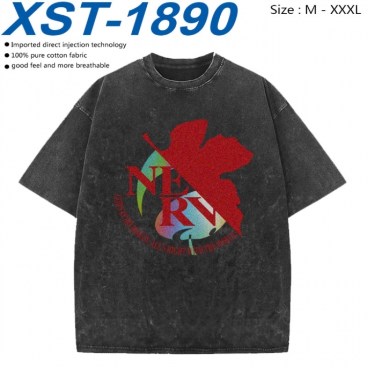 EVA Cotton direct spray color print washed denim T-shirt 250g from M to 3XL