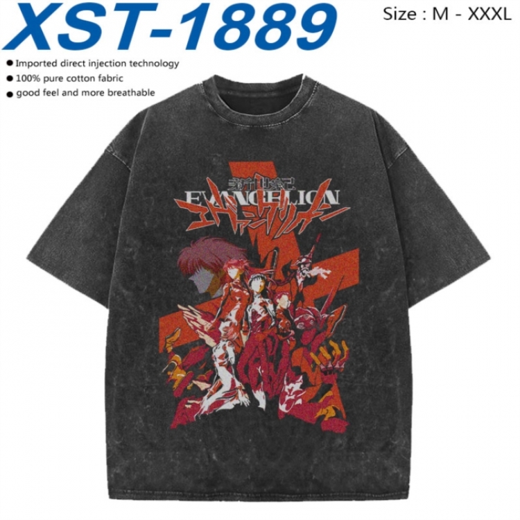 EVA Cotton direct spray color print washed denim T-shirt 250g from M to 3XL