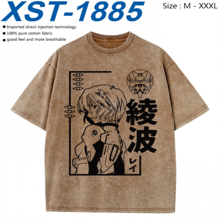 EVA Cotton direct spray color print washed denim T-shirt 250g from M to 3XL