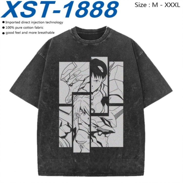 EVA Cotton direct spray color print washed denim T-shirt 250g from M to 3XL