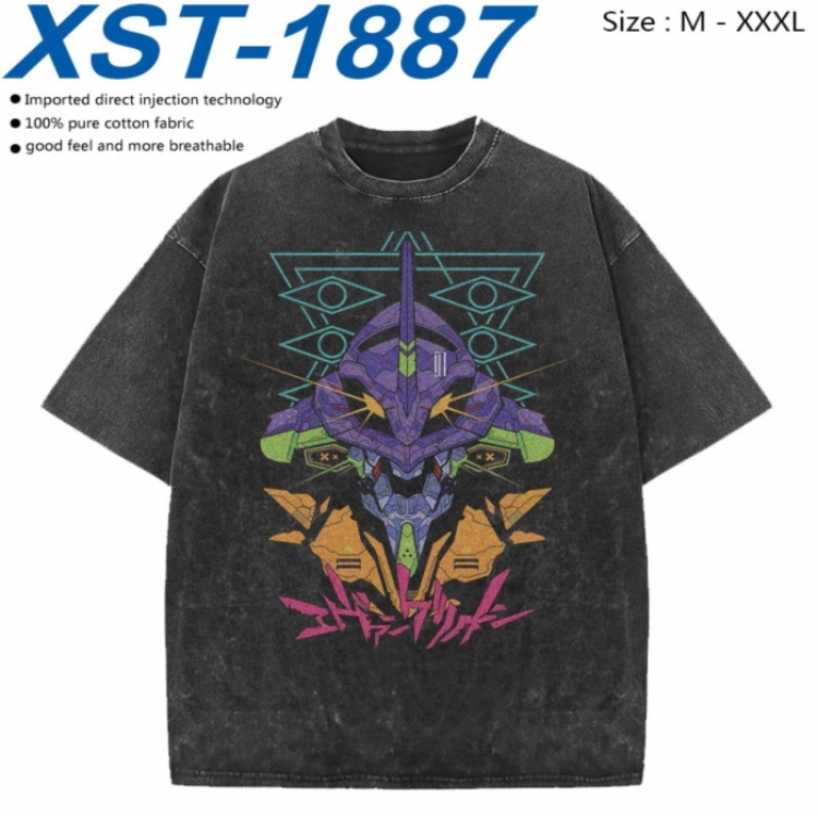 EVA Cotton direct spray color print washed denim T-shirt 250g from M to 3XL