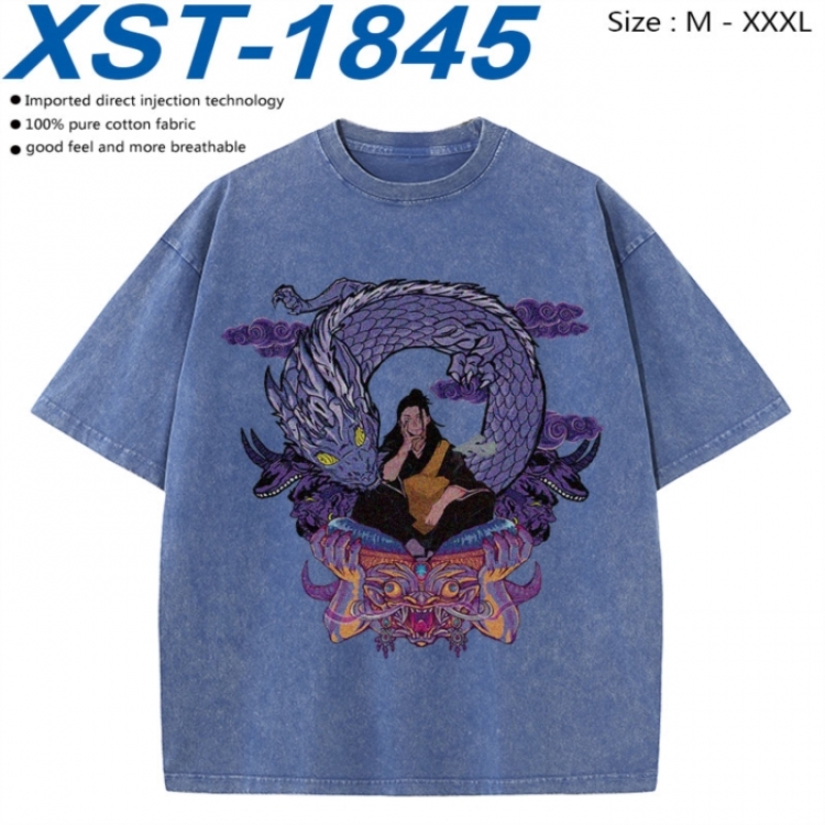 Jujutsu Kaisen Cotton direct spray color print washed denim T-shirt 250g from M to 3XL  XST-1845