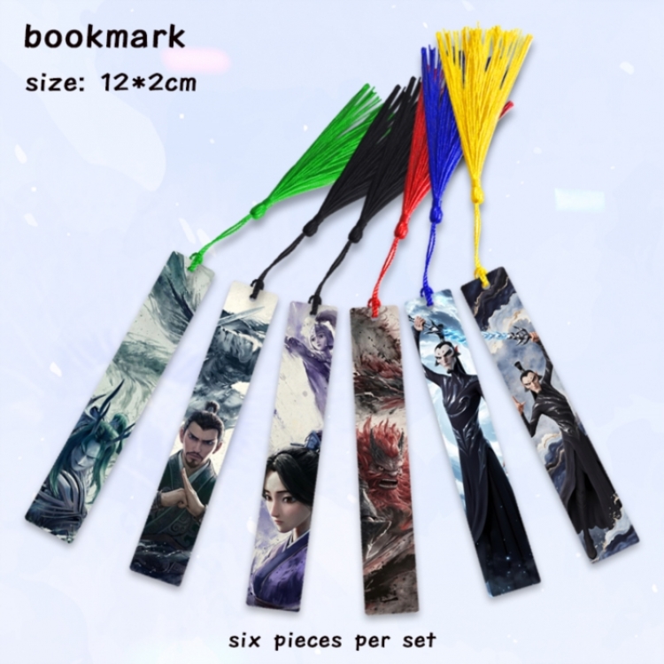 Nezha Anime full-color printed metal bookmark pendant 12x2cm a set of 6