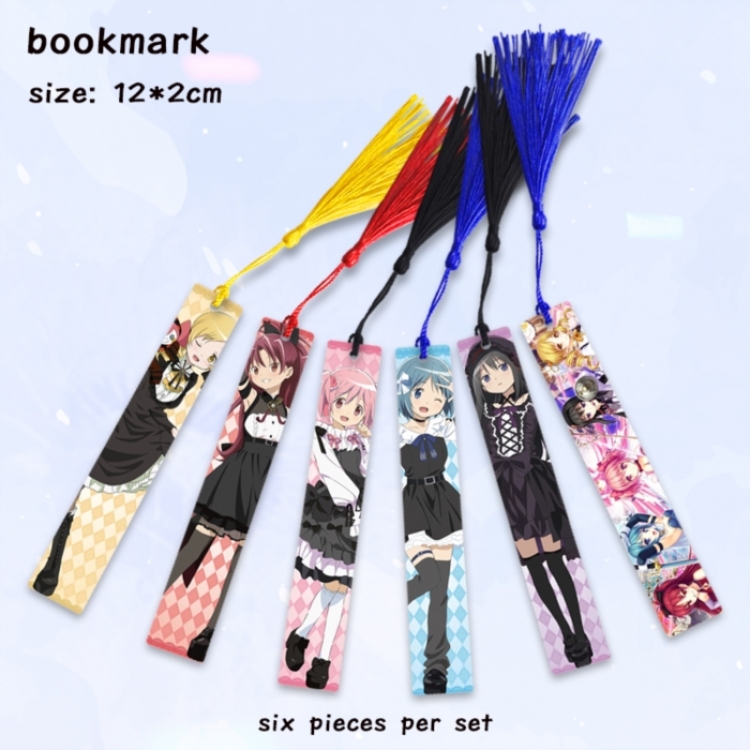 Magical Girl Madoka of the Magus Anime full-color printed metal bookmark pendant 12x2cm a set of 6