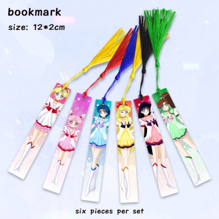 sailormoon Anime full-color printed metal bookmark pendant 12x2cm a set of 6