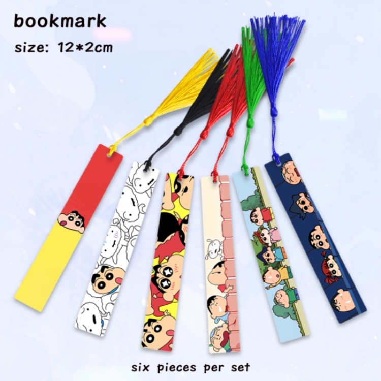 CrayonShin Anime full-color printed metal bookmark pendant 12x2cm a set of 6